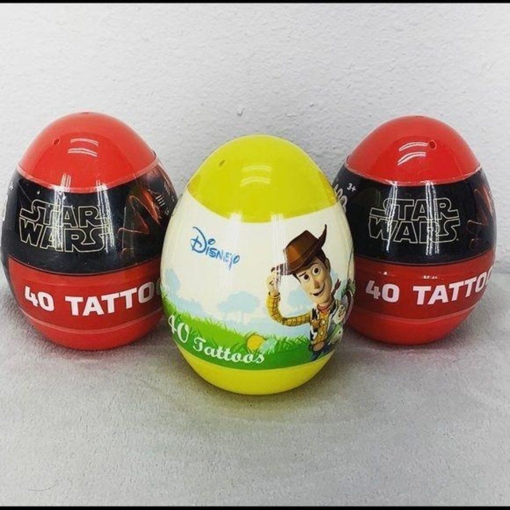 Easter Egg Hiding Disney Star Wars and Toy Story Egg Tattoo Lot